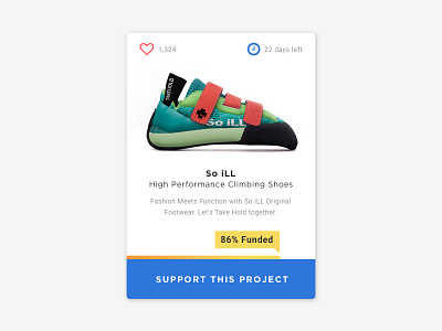 Crowdfund 032 climbing shoes crowd funding crowdfund daily100 dailyui dailyui100 project fund rock climbing