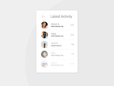 Activity Feed 047 activity feed app clean daily100 dailyui minimal ui ux whitespace