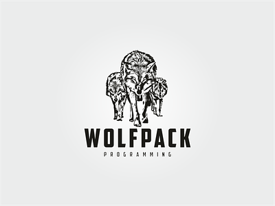 Wolfpack Programming adobe illustrator animal art coreldraw crossfit design illustration logo online vector wolf wolf em wolfman wolfpack
