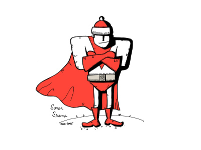 Super Santa cartoon drawing illustration practise santa