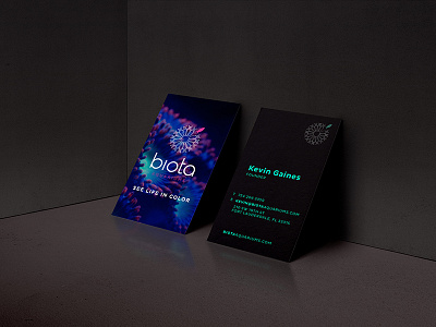 Business Cards / Biota Aquariums blue brand identity branding agency business card color love fish graphic design identity marine life neon ocean print design