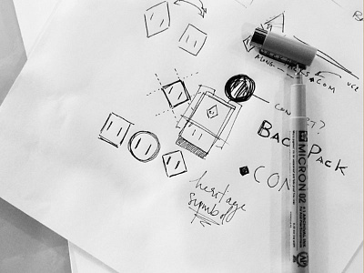Logo Design Process // Backpacks.com brand identity design process heritage heritage symbol icon identity logo logo design micron shape sketch symbol