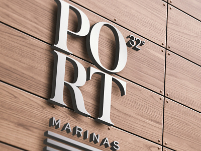 Logo Exploration // Port 32° Marinas brand branding design logo mockup serif typography