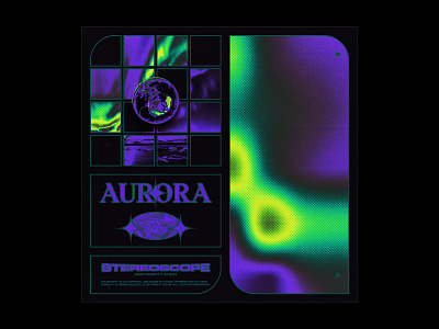 Aurora album album art album artwork album cover cover art design graphic design grunge half tone print retro retrowave sci fi science science fiction texture type typography vintage visual art