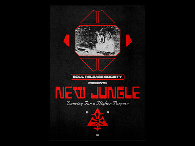 S.R.S. Presents: New Jungle design graphic design grunge half tone poster poster design print retro retrowave sci fi science science fiction texture type typography vintage visual art