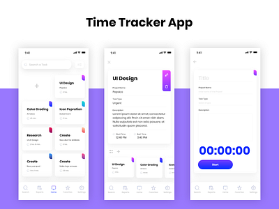 Titme Tracker App app app design design employee engagement flat task time time tracker app timer tracker app ui ux vector