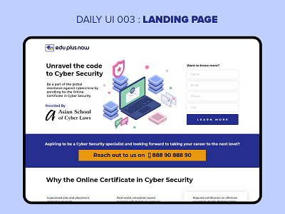 Daily UI 003 adobe xd cyber security daily 100 challenge dailyui design illustration interface landing page ui ux vector web