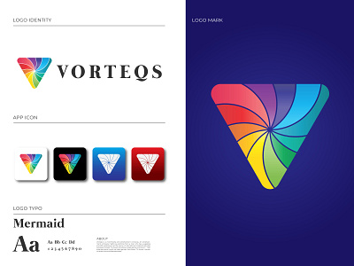 VORTEQS Brand Identity Design | V letter mark app app icon branding and identity branding concept business logo company logo corporate identity digital agency entertainment letter logo letter logos logo logo branding marketing technology tv app v letter v logo vector video