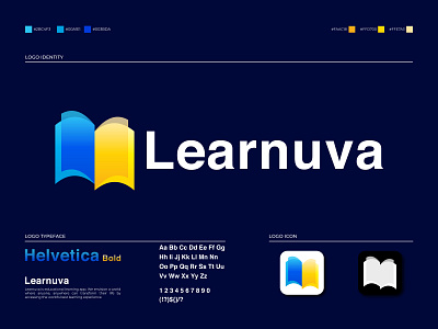 Learnuva Brand Identity Design abstract app icon book book logo branding agency branding concept branding identity business logo concept design education education logo gradient identity design learning learning management system learning platform logos study typeface vector