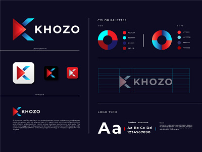 Khozo Brand Identity Design | K Logo Mark abstract logo app icon branding identity business clientwork company branding corporate identity creative data visualization gradient identity design k letter k logo logomaker logomark logos management software systems vector