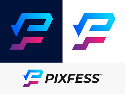 Pixfess logo design | PF negative space logo idea