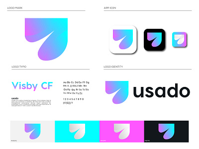 Usado Logo Brand Identity Design abstract agency analysis app logo branding branding and identity branding concept data gradient illustraion letter logo logo logodesigner logos marketing software tech logo technology u u letter