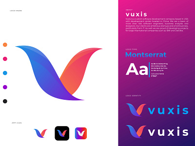 Vuxis Logo Design abstract app logo brand identity branding business company creative design logo logodesign logoidentity logos logotype marketing modern software unique v letter v logo vector