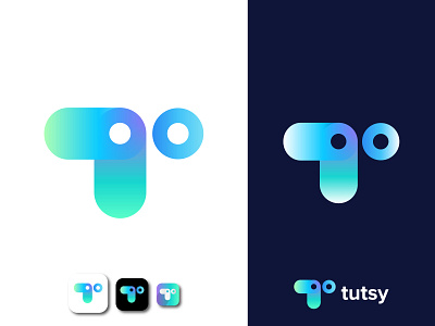 Tutsy App Logo 3d logo abstract app icon app logo branding concept design gradient letter mark logo logo mark logotype minimal monogram t logo