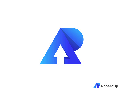 RecoreUp Logo Design 3d logo abstract blue and white brand branding concept creative design gradient lettermark logo designer logomark logos logotype point r logo unique up vector vector icon mark symbol