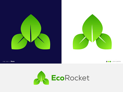 EcoRocket Logo 3d logo abstract logo app logo branding branding agency creative eco eco friendly ecology gradient icon design lettering logo designer logomark logos logotype modern nature rocket vector icon mark symbol