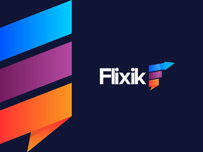 Flixik - Logo Design 3d logo abstract logo app icon app logo arrow branding colorful logo creative agency f logo gradient lettering lettermark logo design logo designer logo mark logotype marketing agency marketing growth agency modern logo technology