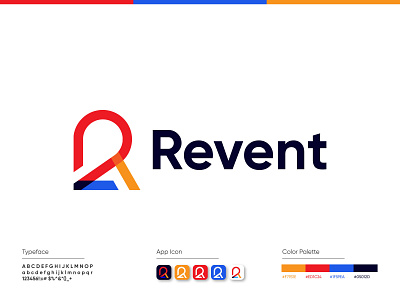 Revent - Logo Design abstract app icon app logo brand identity branding branding design color palette design agency firm freelancer geometic letter mark logo design logo designer logo identity logotype marketing agency modern logo r logo typeface