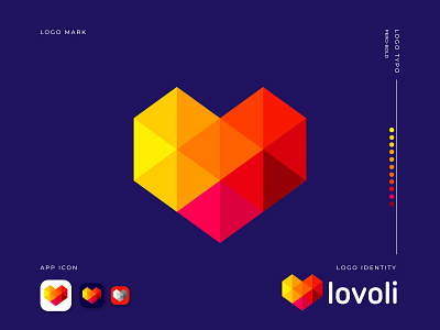 Lovoli - Logo Design 2d abstract app icon branding creative date dating logo geometric heart identity logo logo design logo designer logo mark logotype love modern logo romantic startup symbol