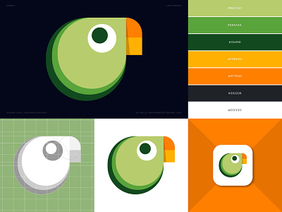 Creative Parrot - Logo Mark abstract app icon app logo available bird logo brand identity branding corporate logo creative logo for sale unused buy freelance designer geometric grid logo logo design logo designer logotype minimalism monogram parrot logo symbol design