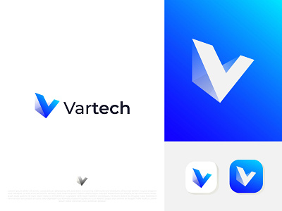 Vartech Logo Design abstract app logo branding business logo data digital finance fintech geometric idenity lettermark logo logomark modern startup logo symbol tech technical technology v