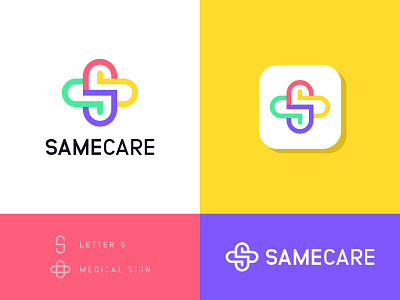 SameCare Logo Concept abstract app logo branding business clever creative digital health care logo logo designer logotype mark medical care logo minimal modern s simple symbol vector