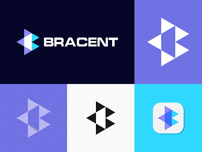 Bracent - Logo Design app logo b brand branding creative geometric icon mark symbol letter b logo logo designer logotype modern logo monogram overlapping overlay simple triangle