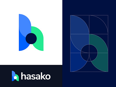 Hasako - Logo Design abstract app logo available for sale basic shape best logo designer branding creative idea geometric icon mark symbol illustration letter h lettermark logo logo designer logotype overlay overlapping pattern startup branding logo vector