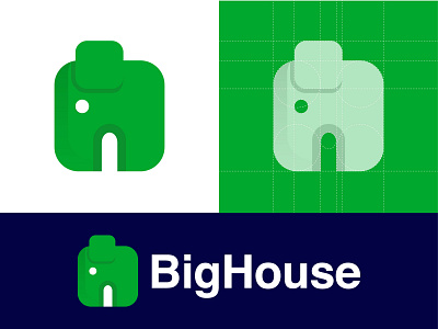 BigHouse animal big house branding elephant flat icon illustration logo logo designer logotype mark minimal simple symbol