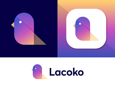 Lacoko - Logo Design abstract animal bird branding chat color connect data design fun gradient icon illustration letter l line logos mark message talk vector