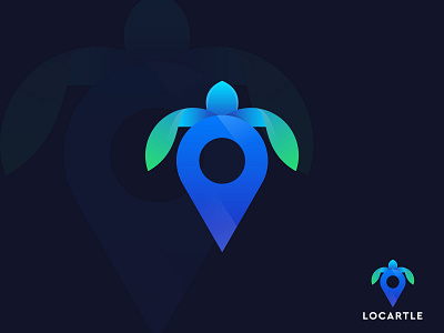 Locartle 3d abstract animal branding creative design gradient icon illustration location logo logo designer logotype mark modern symbol turtle type unique vector