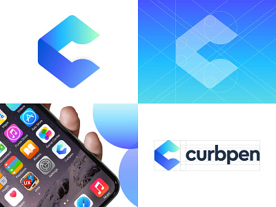 Curbpen - Brand Identity app logo best logo designer in dribbble brand and identity branding creative marketing agency gradient graphic design illustrator letter c logo logo logo gird logo presentation logotype modern logo vector icon mark symbol