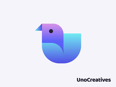 UnoCreatives abstract animal bird branding clever community creative geometry icon letter u logomark logo love mark modern rising social study symbol teach training