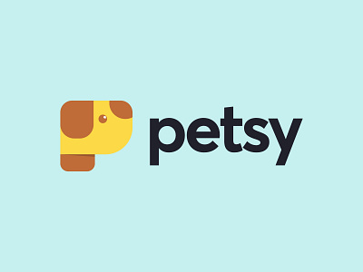 Petsy animal dog letter p logo mark pets puppy symbol