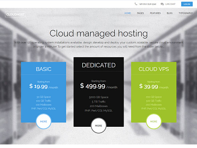 CloudHost - hosting theme cloud design flat host hosting joomla server templates theme web webdesign wordpress