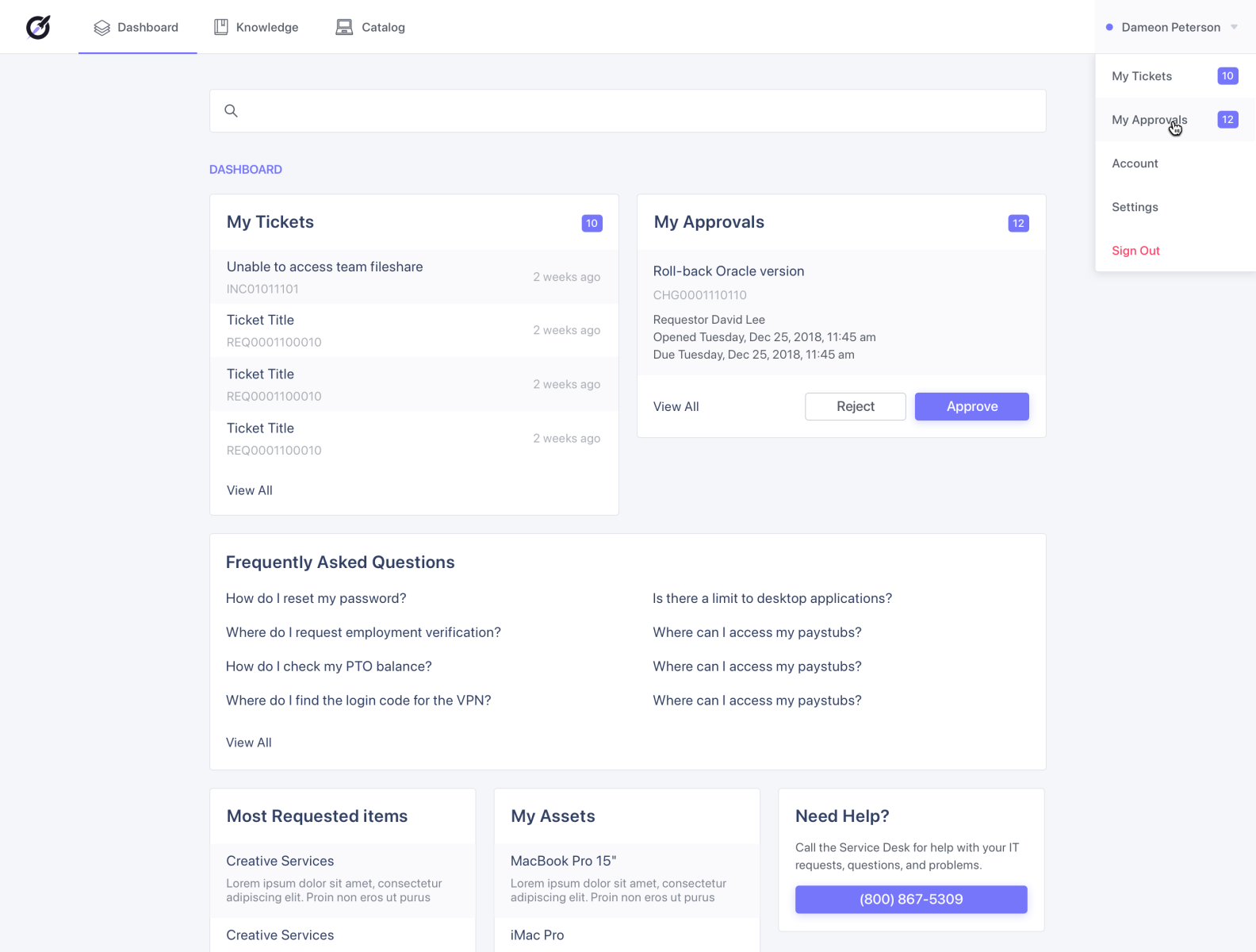 ServiceNow Employee Portal by Zack Gemmell on Dribbble