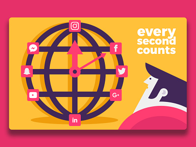 Every second counts basic business character design funny illustration illustrator marketing simple social media vector