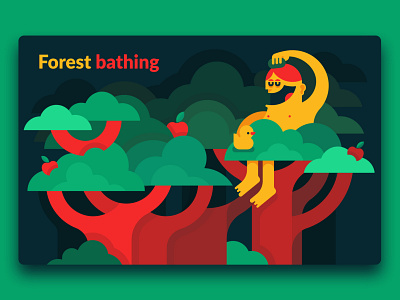 Forest Bathing basic business character color forest funny illustration illustrator marketing simple tree