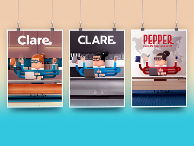 Clare Posters business character characterdesign game gamification illustration marketing office photomontage photoshop superhero woman worker