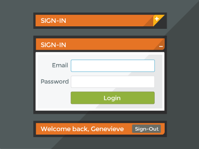 Expanding login layer component drawer dropdown expandable flat layer login modal sign in ui user interface ux