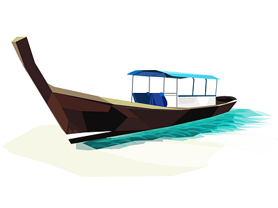 Boat - Angular Illustration angular beach water boat flat illustration