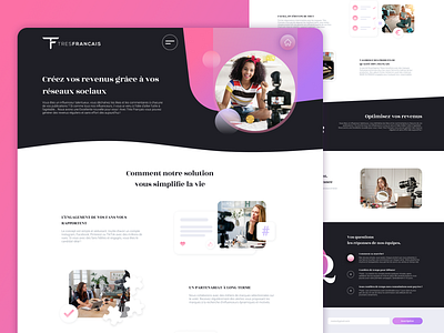 Website for promotion talented influencer design ui web