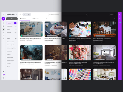 Courses Page Light/Dark Theme admin site authors button courses dashboard dropdowns e commerce ecommerce enroll online website pakistan publish rating sales sas topics ui ux