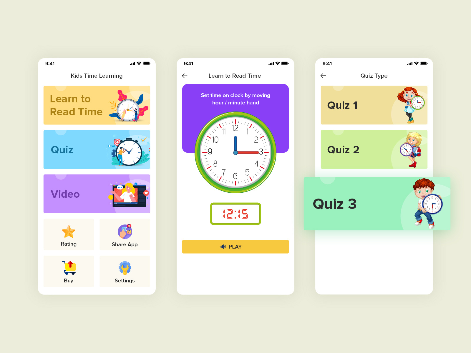 Kids Clock Learning App Ui by NexusLink Services on Dribbble