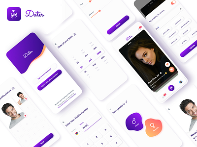 Dating app UI/UX design branding clean colorful colors concept creative dating datingapp design flat flat design ios app design mobile app mobile ui neumorphic styles ui ui design uiux ux