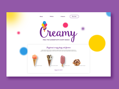 Ice Cream website desgn clean colorful colors creative design flat ice cream interface shop sweet ui ui ux design web website