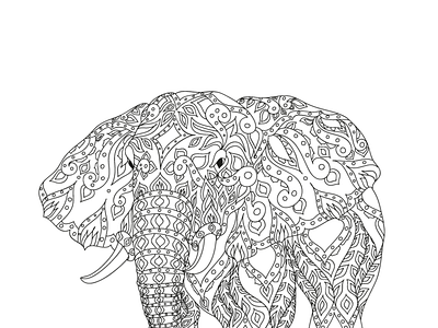 Elephant contour elephant line art pattern vector weave