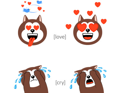 Emoticons Dogs. Part 1 chat cry dog dog art emoticon emoticons emotion illustrator love process smiles vector
