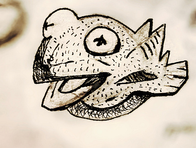 Kermit the Fish drawing drawing ink fish illustration kermit mike mignola muppet pencil the frog