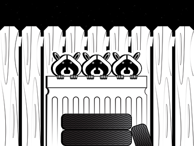 Raccoons garbage illustraion illustration illustration art illustration digital illustrations minimalist night raccoons seattle simple